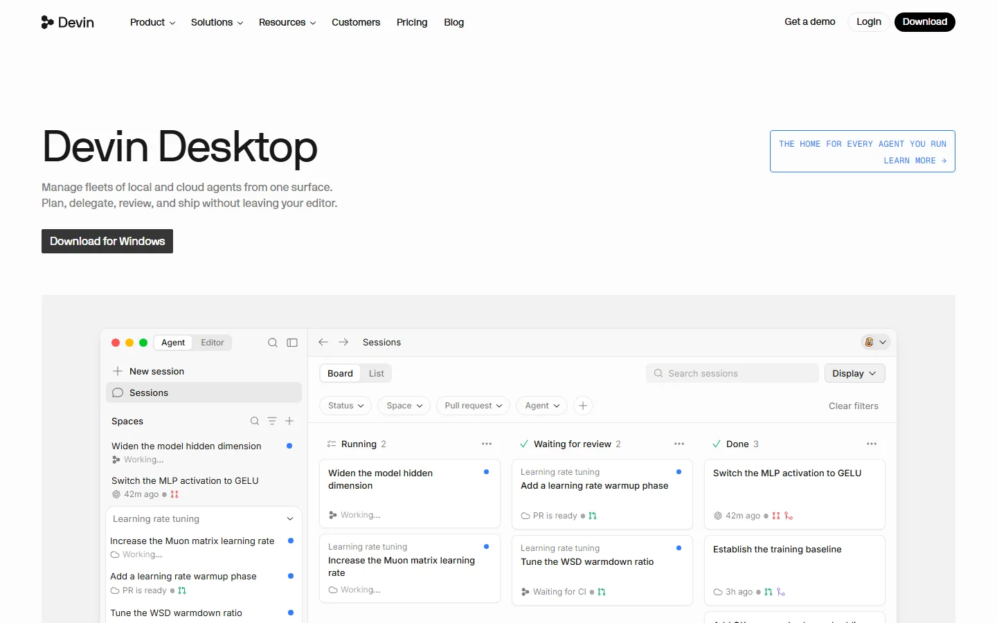 Windsurf editor homepage showing Cascade AI coding interface